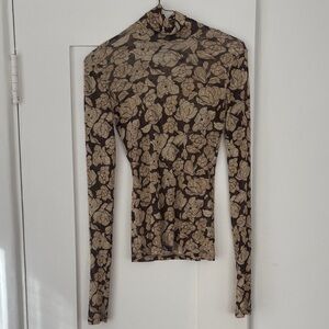 Nanushka Floral Long Sleeve Top - Brown and Cream
